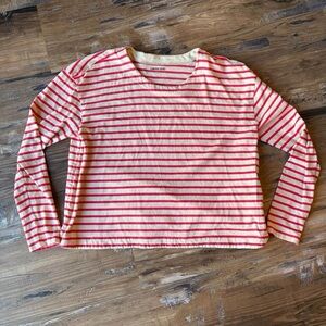 Red and White Striped Long Sleeve Top